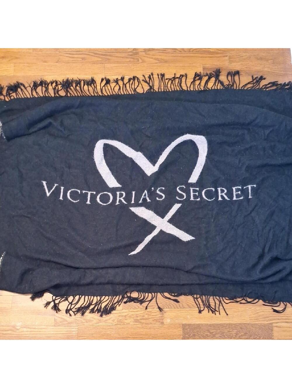 Victorias Secret Black Tassel Throw Blanket
